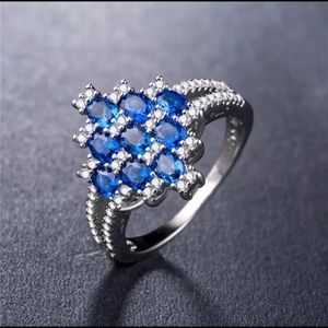 Oval Cut Blue Sapphire 925 Silver Ring